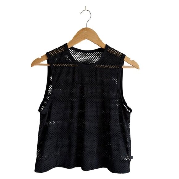 Lululemon Sweat Your Heart Out Tank Size 4 Black Mesh - Picture 2 of 7